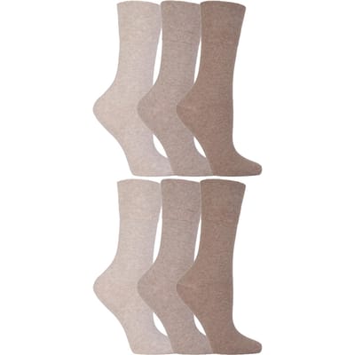 Gentle Grip - 6 paar diabetische damessokken - Beige