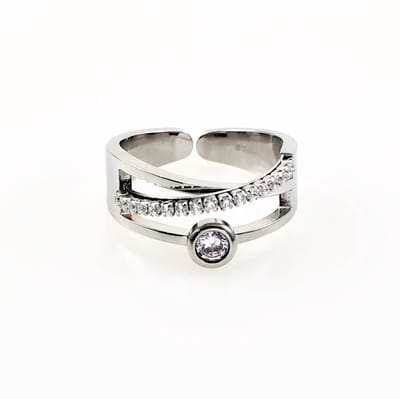 Ring Dames - Gepolijst RVS - Brede Ring - Doorkruist Desing