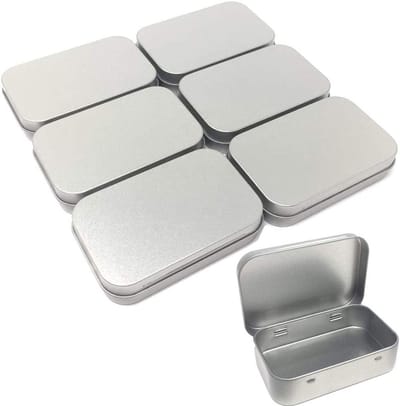 6 Stuks Metaal Blikjes, Kleine Vierkante Opbergdozen, Draagbare Blikjes voor Pillen, Oordopjes en Kabels, Perfect voor Thuisorganisatie