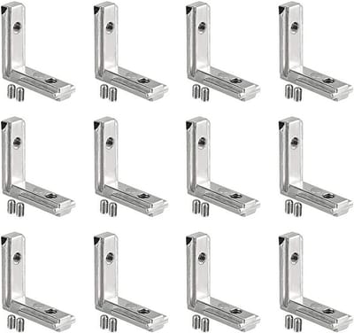 Hoekverbinder Aluminium - T-sleuf Bevestiging - Frame Bouwen - Verborgen Montage - 12 Stuks - Zilver