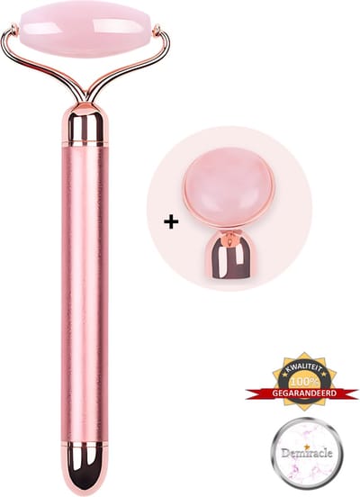 Demiracle® 2 in 1 Energy Beauty Bar – Rozenkwarts – Gezichtsroller – Face Roller – Gezichtsmassage - Cadeau voor vrouw, moeder en geliefde