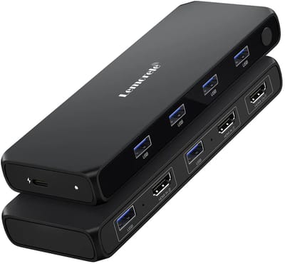 Lemorele G98 - HDMI KVM Switch 2 in 1 - 4K @30Hz - 4x USB 3.0 - 1 Monitor 2 PC - USB Hub voor Muis & Toetsenbord - Voor Windows/Mac/Linux
