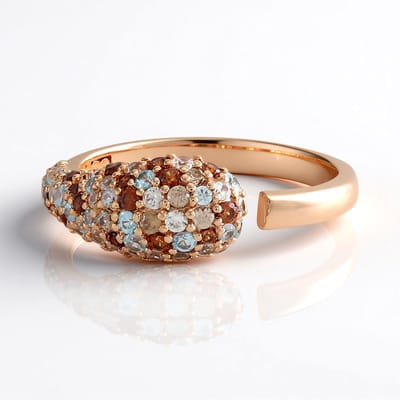 Cavill - Zilveren ring met rosVerguld - 925 Sterling zilver - 56 Ratanakiri zirkonen 1,06 ct - Modern elegant design multiclor Cambodjaans