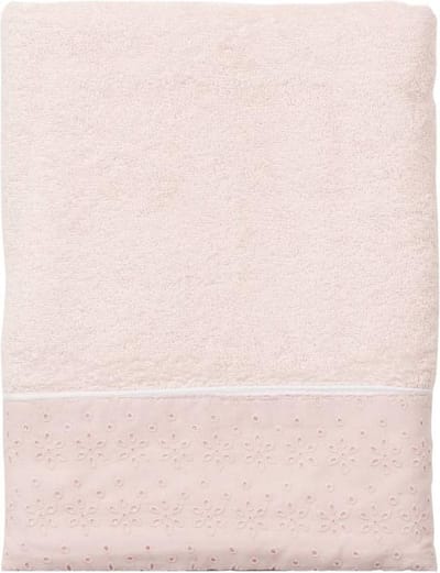 Roze katoenen handdoek met kant - 70 x 140 roze