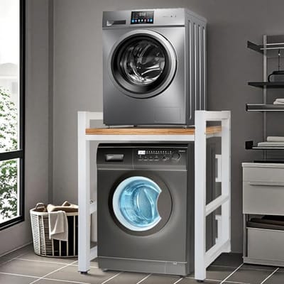 Wasmachinekast met droogkast en verstelbare rekken - Draagvermogen 300 kg - Voor badkamer, keuken, balkon en wasruimte