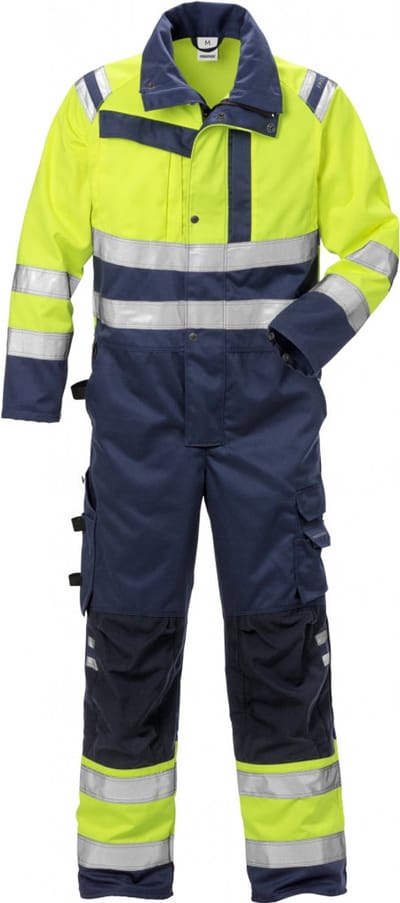 Fristads Hi Vis Overall Klasse 3 8026 Plu - Hi-Vis geel/marineblauw - M