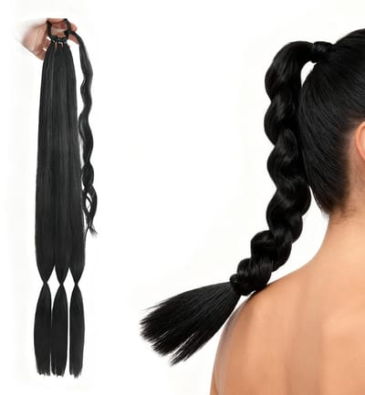 Dailygoods - Paardenstaart-extensies, hoogwaardig echt haar, vlecht, 60 cm, natuurlijke look met trekkoord, voor dames en meisjes, voor bruiloft, feest of dagelijks gebruik