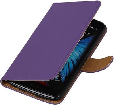 Paars Effen booktype wallet cover hoesje voor LG K8