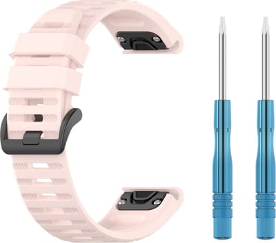 Siliconen bandje - geschikt voor Garmin Fenix 5 / 5 Plus / 6 / 6 Pro / 7 / 7 Pro / 8 (47 mm) / E (47 mm) / Epix (Pro) (2) 47 mm / Quatix 5 / 6 / 7 / 7 Pro / Approach S60 / S62 / S70 47 mm / MARQ / D2 Delta / D2 Mach 1 / Descent G1 - lichtroze