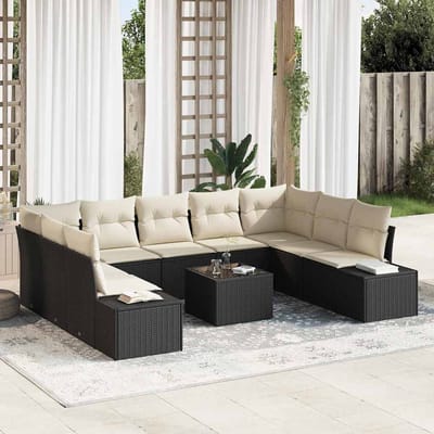 vidaXL Tuin Sofa Set 10 st Zwart poly rattan