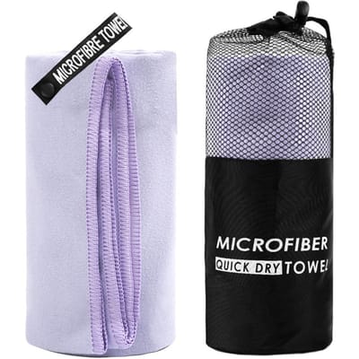Serviettes de voyage en microfibre à séchage rapide, pour Camping, plage, salle de sport, sac à dos 40x80cm violet