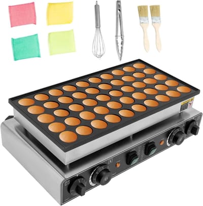 Pannenkoekenmaker - Wafelijzer - Snelle Snacks Maken - Dubbele Temperatuurregeling - 50 Gaten - Zwart
