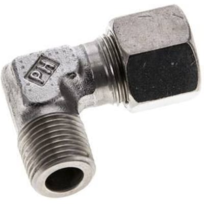 10S & M16x1.5 (con) RVS L-Vorm Snijringkoppeling Buitendraad 630bar ISO 8434-1