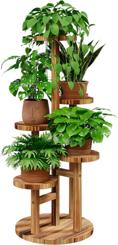 DnA® Plantenrek - Plantentafel - Plantenstandaard Binnen - Plantenrek Binnen - Bruin - 35cm x 35cm x 86cm