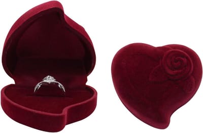 SnelShoppen - Luxe Hartvormige Velvet Ringdoos voor Trouwringen en Verlovingsringen, Kleine Sieradenopslag, Rood, Perfect voor Huwelijk en Verloving