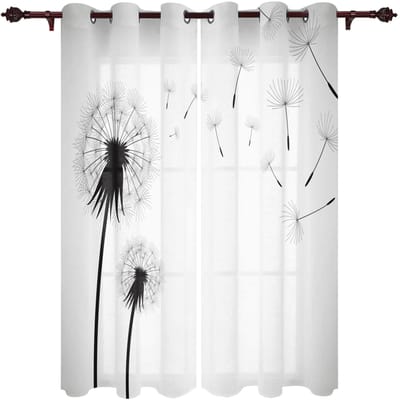 Paardenbloem Bloem Plant Twijg Raamgordijnen Woondecoratie Slaapkamergordijnen Keukendeur Gordijnen Gordijnen voor Woonkamer 135W x 60H(cm)