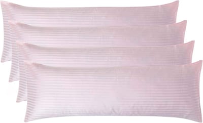 Homescapes Satijn Streep Katoen Kussensloop 50x140 cm Langwerpig – Set van 4 – Roze – 100% Egyptisch Katoen – Draaddichtheid 330