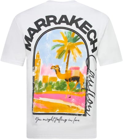 Marrakech T shirt Heren met Print - Heren Tshirt met Opdruk - Oversized T shirt Heren -1858- Wit