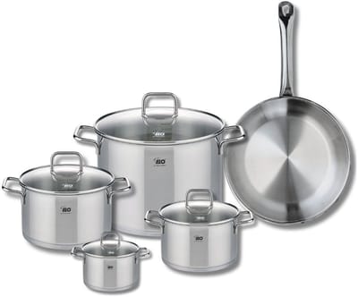 Set van 1 Koekenpan 28 cm en 4 kookpotten 12, 16, 20 en 26 cm Elo Profi Citrin