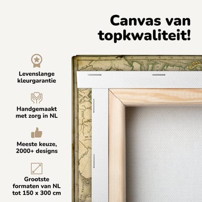 Canvas schilderij 40x30 cm - Wanddecoratie Groezelige wereldkaart van Europa - Muurdecoratie woonkamer - Slaapkamer decoratie - Kamer accessoires - Schilderijen op canvas