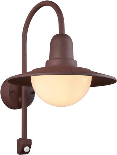 LED Buitenlamp met Bewegingsmelder - Klassieke Lantaarn in Roestlook - IP44