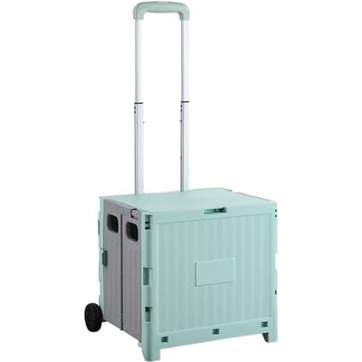 Draagbare opvouwbare dozen, handduwende picknick-kampeertrolley, picknickgroente- en fruitopslagmand 2 pulleys groen