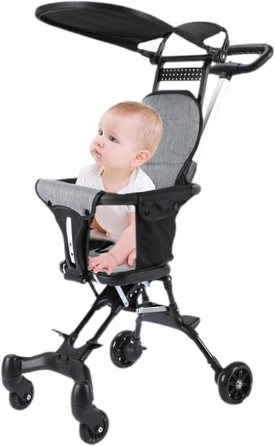 Peuter Kinderwagen - Reisbuggy Lichtgewicht - Compact Reizen - Bidirectionele Stoel - 50 x 42 x 90 cm - Zwart