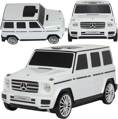 COIL Kinderkoffer Ride-On - Mercedes-Benz G-Class– 2-in-1 koffer en loopauto - handbagage - Inhoud: 12 liter - Belasting: 23 kg - Wit