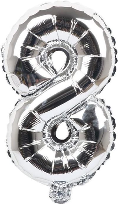Folieballon / Cijferballon Zilver XL - getal 8 - 82cm