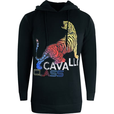 Cavalli Class zwarte hoodie met tijgerlogo