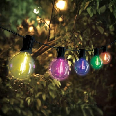 Ledvion - Lichtsnoer Buiten 17M - 30 E27 LED Lampen - RGB - Koppelbaar - Tuinverlichting Sfeerverlichting