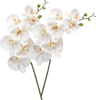 Emerald Kunstbloem Orchidee - 2x - 83 cm - wit - losse tak - kunst zijdebloem - Phalaenopsis