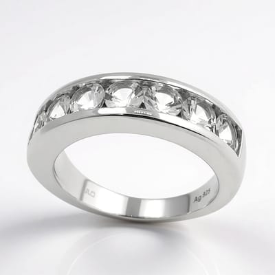 Cavill - Zilveren ring met 7 Mexicaanse Danburiet kristallen - 925 Sterling Zilver - 1 512 ct ronde briljant damesring - Elegant breed model
