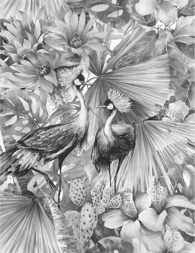 Fotobehang BirdBlackWhite DD108526 A.S. Création Four Seasons Grijs Vlies 260 x 200 cm (2 Teile) Fotobehang