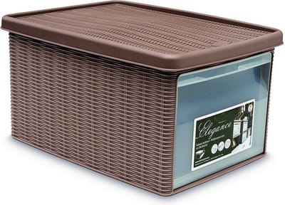 Opbergmand - Opbergbox - 'Elegance' - Multifunctioneel - klepje aan voorkant - Taupe - Maat M