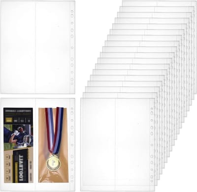 20 Stuks Award Ribbon Organizer voor 107x310mm Ribbons - Duidelijke Plastic Foto Kaarthoezen, Opbergmap en Bladzijde voor Scrapbook en 11-Rings Ringbanden