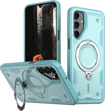 Magsafe Hoesje Geschikt voor Samsung Galaxy S23 Plus Hoesje Lake Blauw - Armor Hoesje met Met Draaibare Ring Houder
