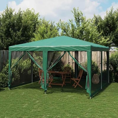 Partytent met zijpanelen - Tuinpaviljoen Feesttent - Buitenfeesten Organiseren - Waterdicht HDPE Dak - 4x4 meter - Groen