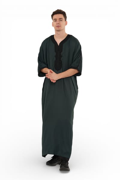 Heren groen zwart Marokkaanse Thobe Jubba Robe Eid Djellaba Gandoura
