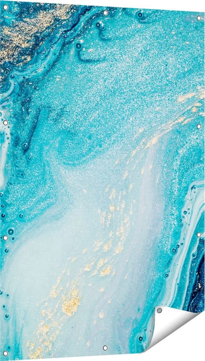 Gards Tuinposter Abstracte Kunst Blauwe Oceaan - 80x120 cm - Tuindoek - Tuindecoratie - Wanddecoratie buiten - Tuinschilderij