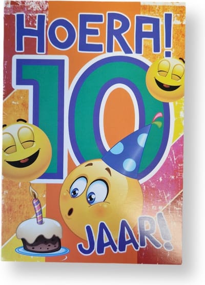 Hoera 10 jaar! Luxe verjaardagskaart Sarah - 12x17cm - Gevouwen Wenskaart inclusief envelop - Leeftijdkaart