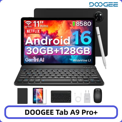DOOGEE Tab A9 Pro+ Tablet 30GB 128GB 11 inch HD-scherm 8580mAh batterij Unisoc T7200 Dual Speakers 13MP+5MP Android 15 Pad PC