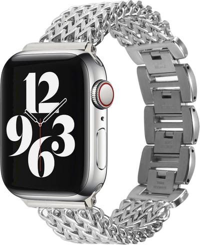 MY PROTECT - Luxe Metalen Visgraat Bandje - Geschikt Voor Apple Watch Bandje - Series 1/2/3/4/5/6/7/8/9/10/SE/Ultra - 44mm - 45mm - 46mm - 49mm - Zilver