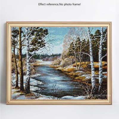 Diamant broderie forêt d'hiver plein rond strass 5D bricolage diamant peinture point de croix 20X30CM gray