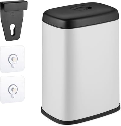 hangende prullenbak - 5 l - badkamer - keukenkastje - metaal - wit