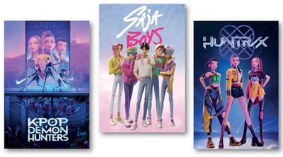 Kpop poster set - Drie verschillende posters van K-pop - Demon Hunters - Huntrix _ Saja Boys - Formaat 61 x 91,5 cm