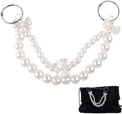 Allecto - Elegante Parelsleutelring - Imitatie Parels - Geschikt voor Tas - 35cm - Inclusief Klemmen - Voor Schoudertas en Crossbody Tas