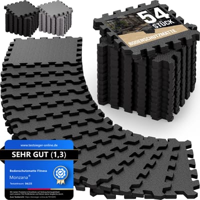 Vloerbescherming/puzzelmatten set van 54 Zwart 264x175x1cm