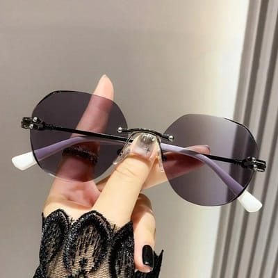 Dames Photochrome Leesbril Nieuwe Blauwlichtfilter Randloos Montuur Mode Hoge Definitie Kleurveranderend Presbyopie Glas 1.0