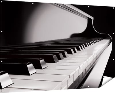 Gards Tuinposter Pianotoetsen - Noten - Piano - 180x120 cm - Tuindoek - Tuindecoratie - Wanddecoratie buiten - Tuinschilderij